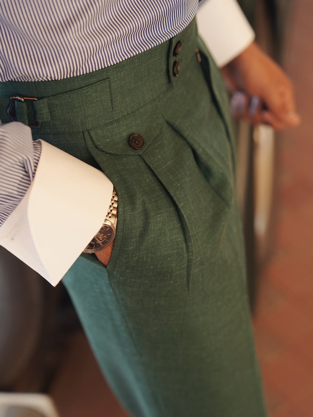 High-rise straight-leg designer pant